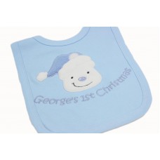 Personalised Baby Boy 1st Christmas Bib Bear Applique